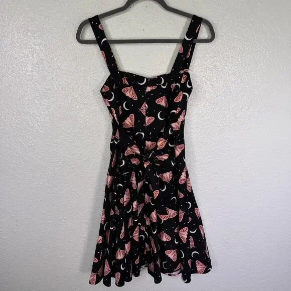Eva Rose Dress Womens Medium Moth Celestial Fit Flare Sweetheart Y2K Rockabilly - Picture 2 of 11